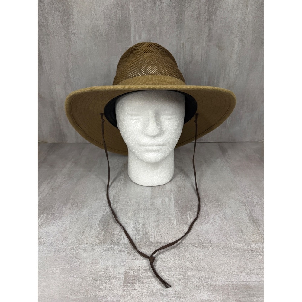 Henschel Hat Co Breezer Mesh Safari Sun Hat Tan Cotton Mens XL Adjustable Cord